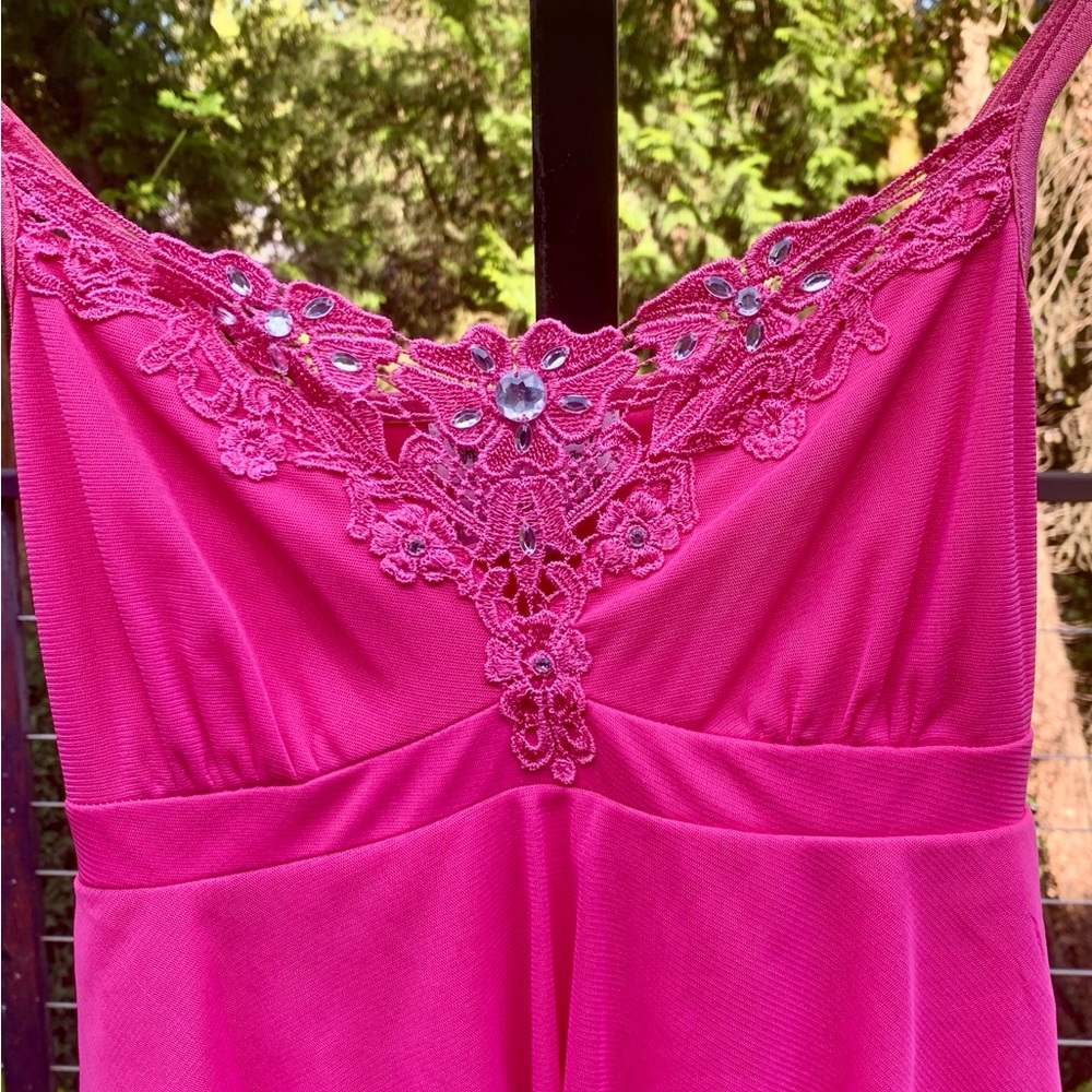 Elegant Pink Lace-Trimmed Nightgown